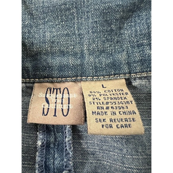 STO Susquehanna Trail Outfitters Denim Jean Jacket Size Large 2 Fancy Buttons - Picture 7 of 8